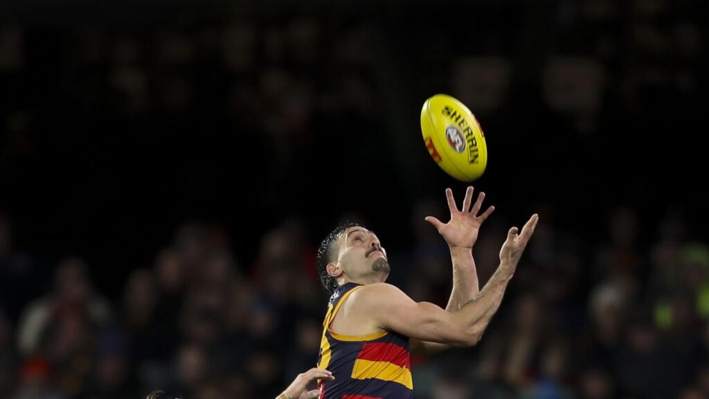 Izak Rankin in action for Adelaide during Saturday night’s win over Collingwood.