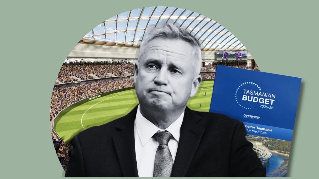 The heat is on Jeremy Rockliff over plans for a new stadium in Hobart and the impact on the budget.
