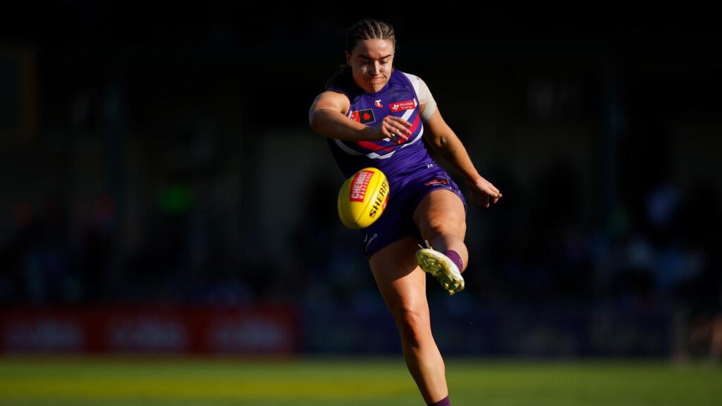 Fremantle’s Orlagh Lally was voted best afield for her 24 disposals and a goal  against the Eagles.
