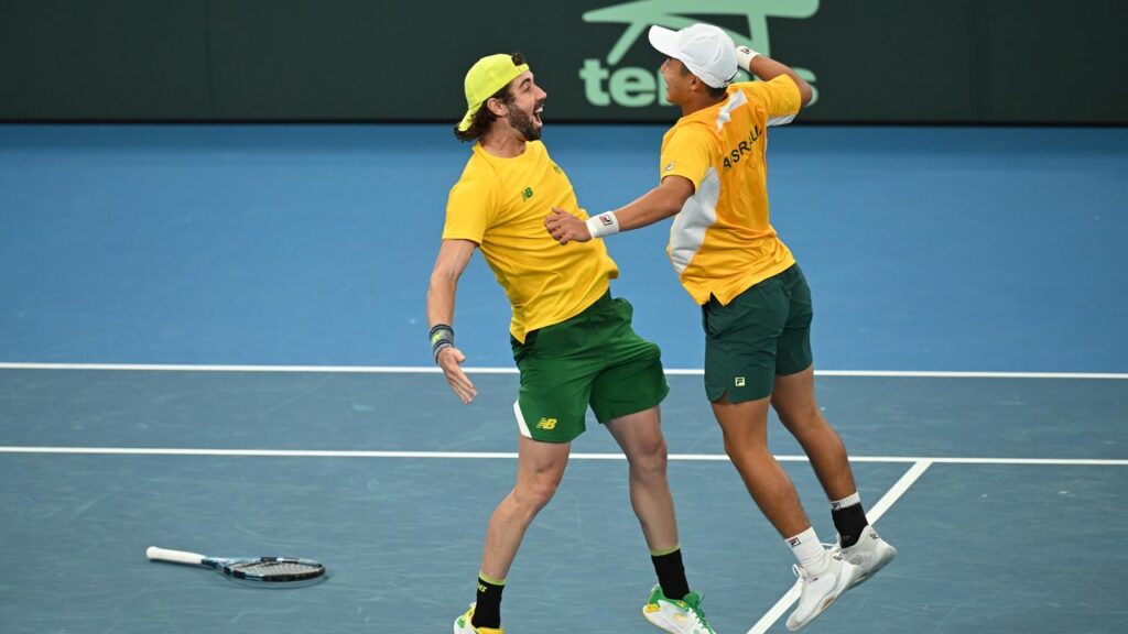 Jordan Thompson and Rinky Hijikata have kept Australia alive with their doubles in against Belgium.
