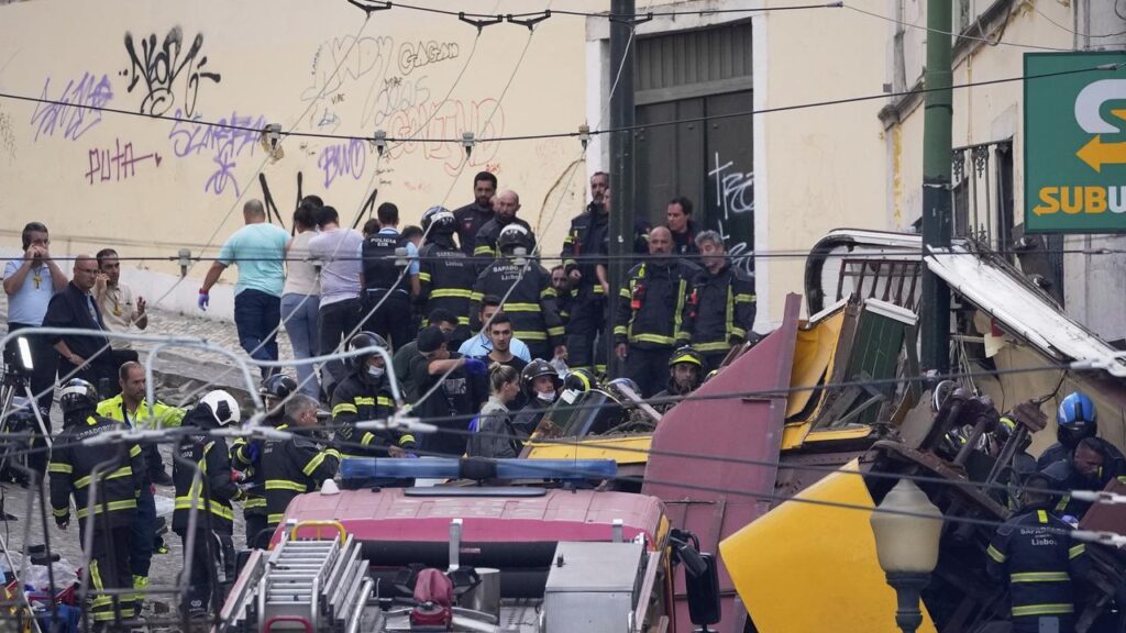 Fifteen people died after a yellow Lisbon funicular, which goes up and down a city hill, crashed.