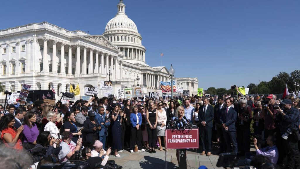 A rally in Washington has repeated calls for the release of files on sex offender Jeffrey Epstein.