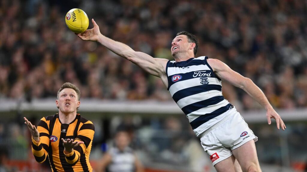 Touching distance: Patrick Dangerfield has led Geelong to the grand final in a win over Hawthorn.
