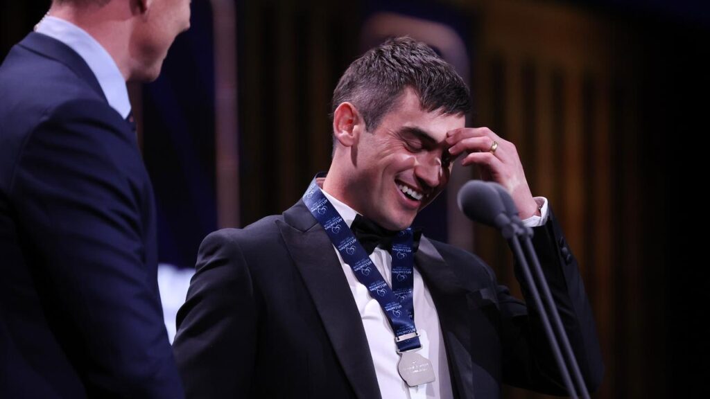 Sheepish Shaun Mannagh can see the irony of being named best young player at 28 years of age.  
