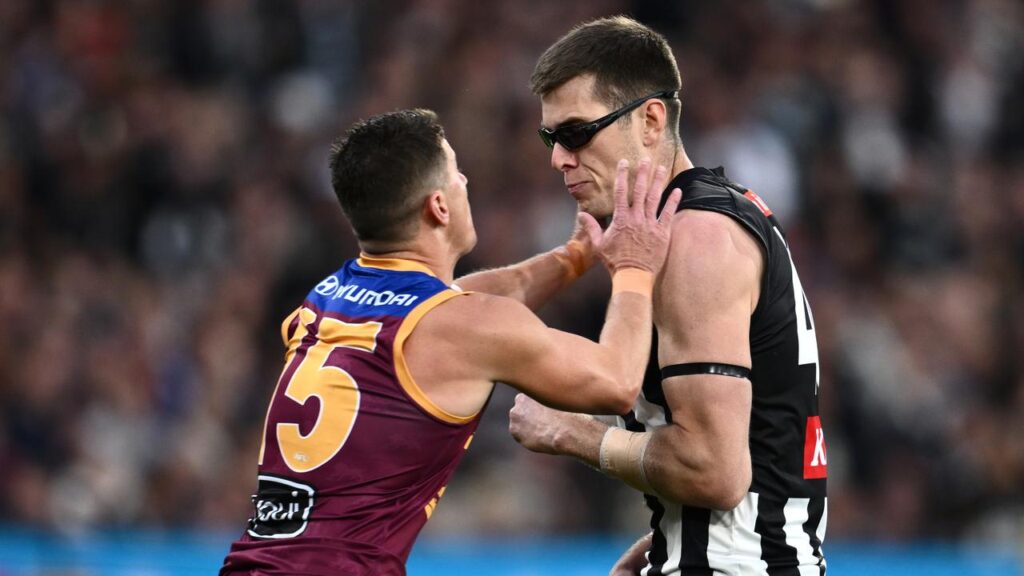 Dane Zorko has been fined by the AFL for targeting the protective goggles of Mason Cox.
