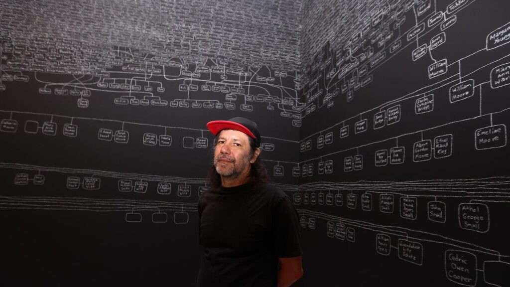 Archie Moore says his artwork is a place for quiet reflection, empathy and to think about family.
