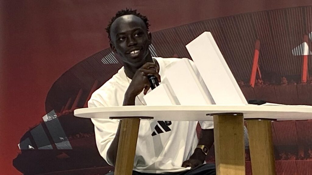 Gout Gout wasn’t shy taking the stage with the world’s athletics media in Tokyo.