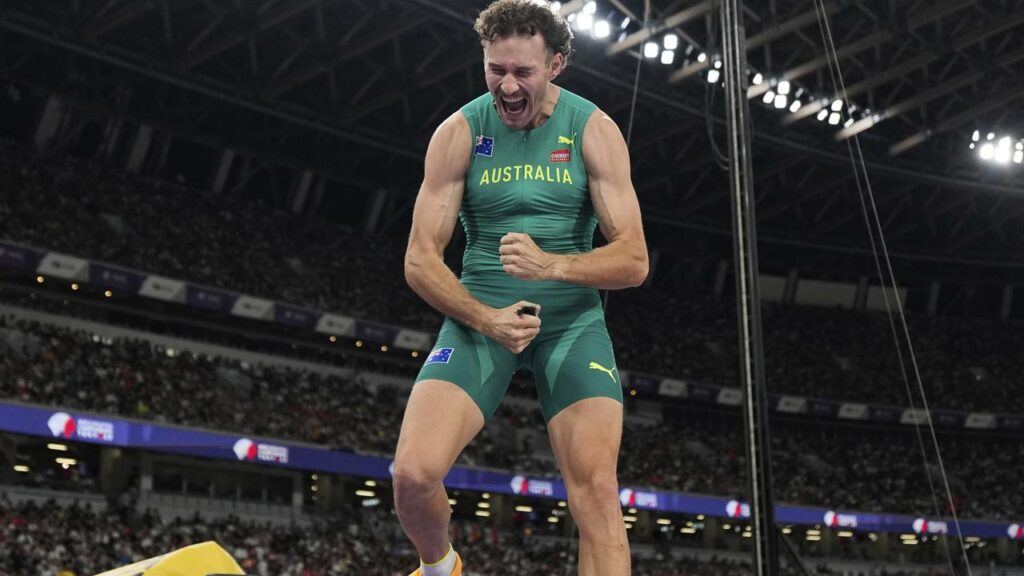 Kurtis Marschall roars with delight after a clutch clearance in the world championships final.