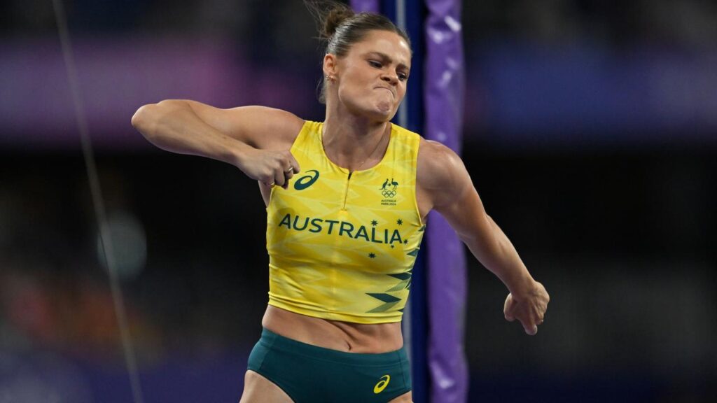 Iron-willed Nina Kennedy after another clutch clearance in the 2024 Olympic final.