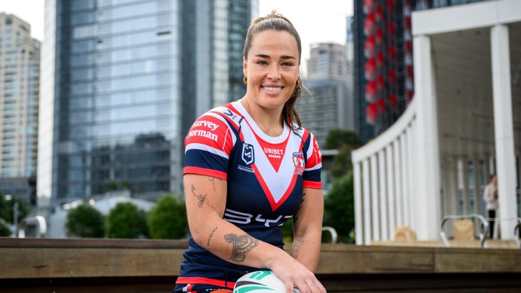 Isabelle Kelly was all smiles at the launch of the NRLW finals series in Sydney on Tuesday. 
