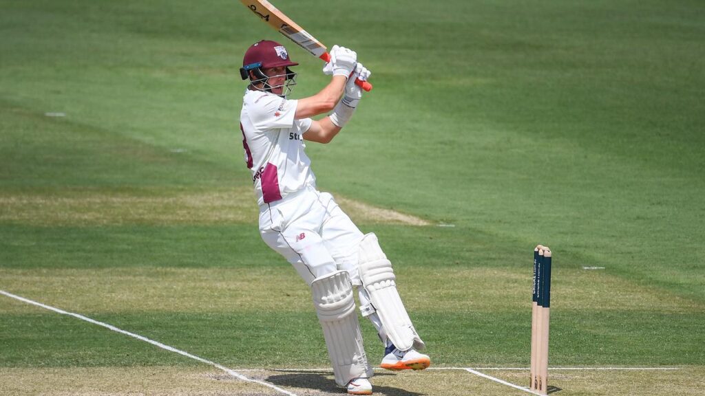Marnus Labuschagne has boosted his Test claims with a big Sheffield Shield century for Queensland.
