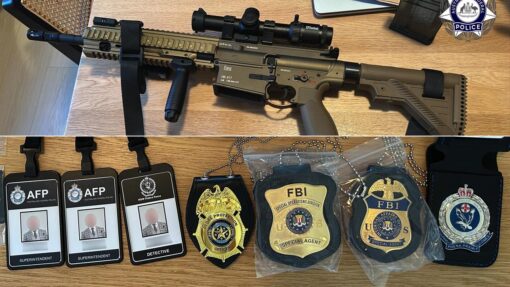 Fake FBI, CIA, AFP badges prompt impersonation charge DOUBLE BAY AFP SEIZED ITEMS