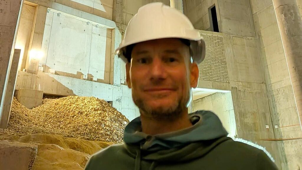 Sculpture by the Sea installer Yuri Humeniuk needed facial surgery after a workplace accident.
