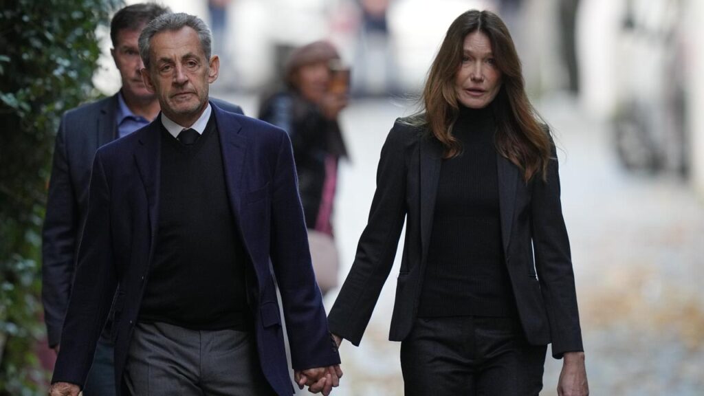 Former French president Nicolas Sarkozy left his home with wife Carla Bruni to attend prison.