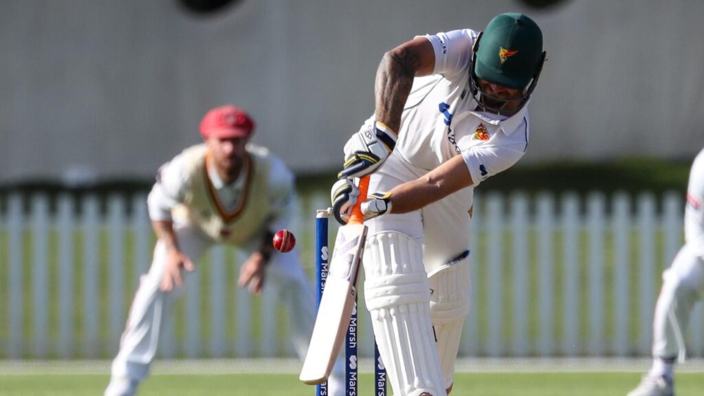 Test aspirant Jake Weatherald scored his second 50 in the Shield match between Tasmania and Qld.
