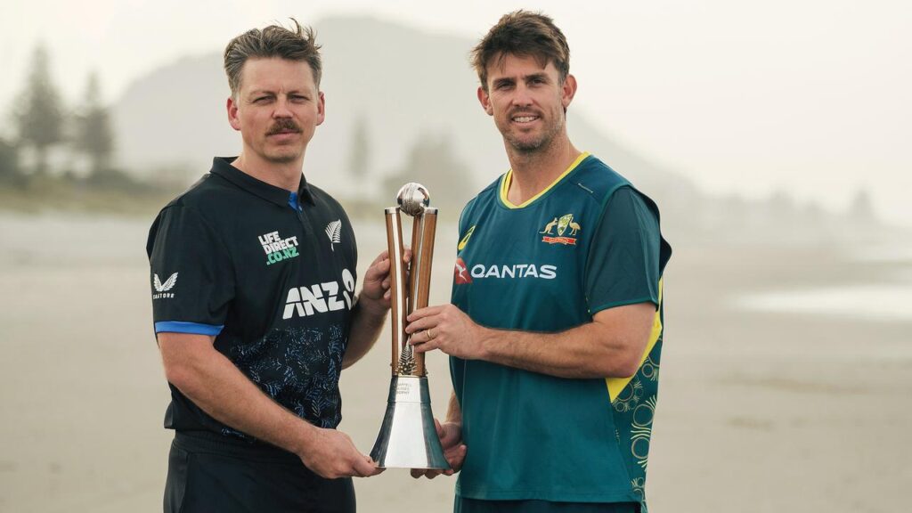 The Chappell-Hadlee Trophy is up for grabs in the three-game T20 series between Australia and NZ. 
