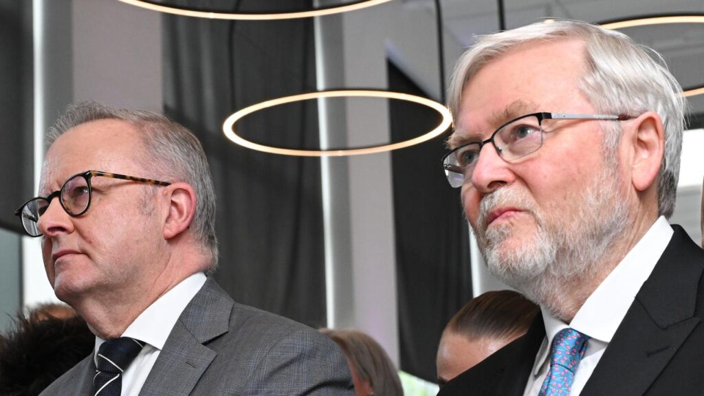 Anthony Albanese has again praised Kevin Rudd, after another pointed comment from Donald Trump.