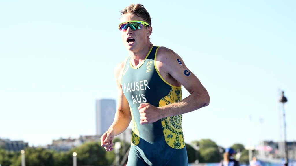 Matt Hauser is aiming to seal triathlon’s world championship series title in Wollongong on Sunday. 
