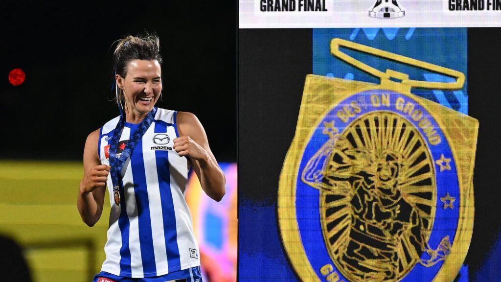The Kangaroos’ Eilish Sheerin proved best-afield in North Melbourne’s AFLW grand final triumph.
