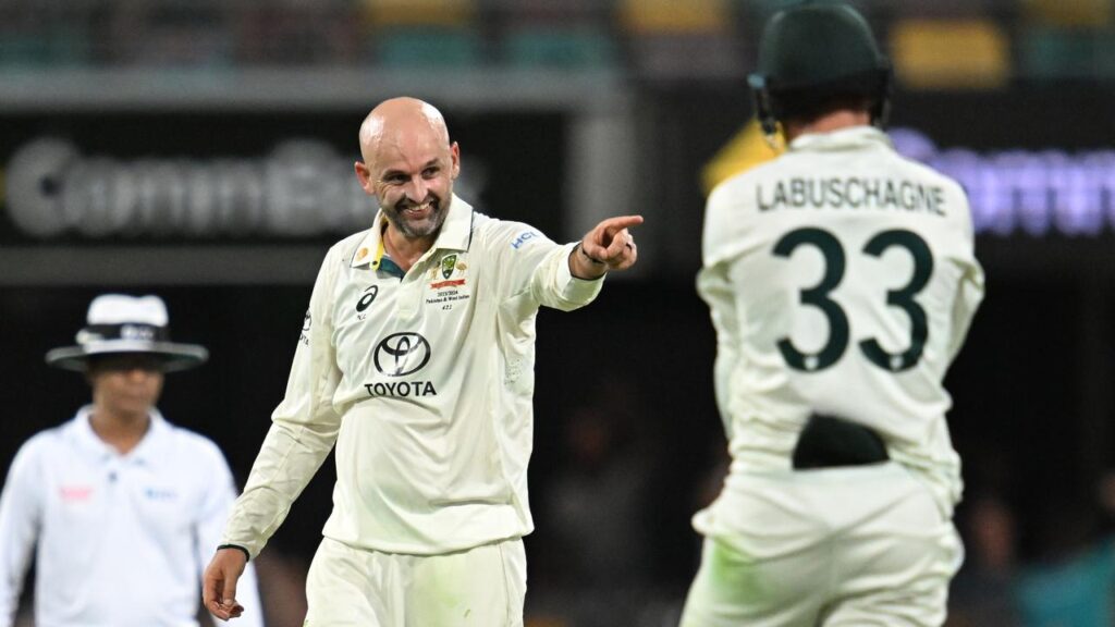 Nathan Lyon bowled the most overs and took 5-123 in the last day-night Test at the Gabba.
