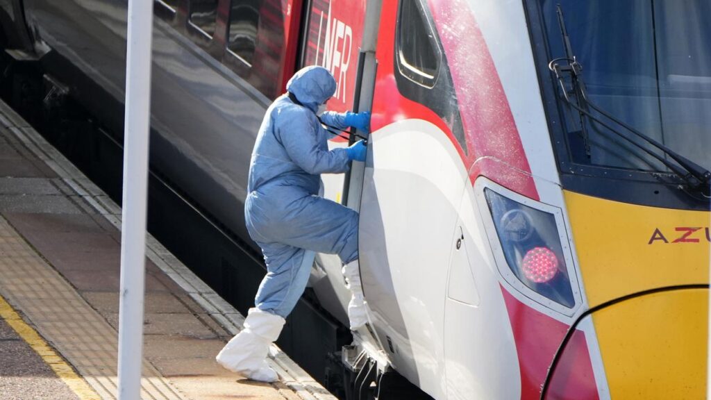 Investigations continue after a stabbing attack on a train in England injured at least 11 people.

