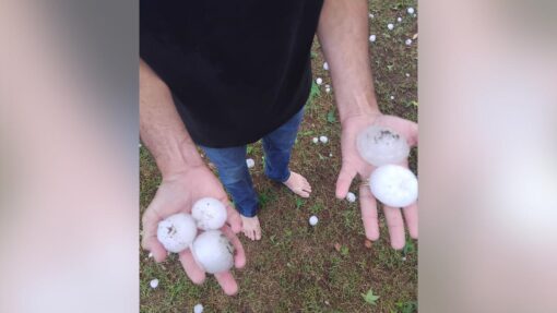 Giant hail batters communities in two states QLD RAIN