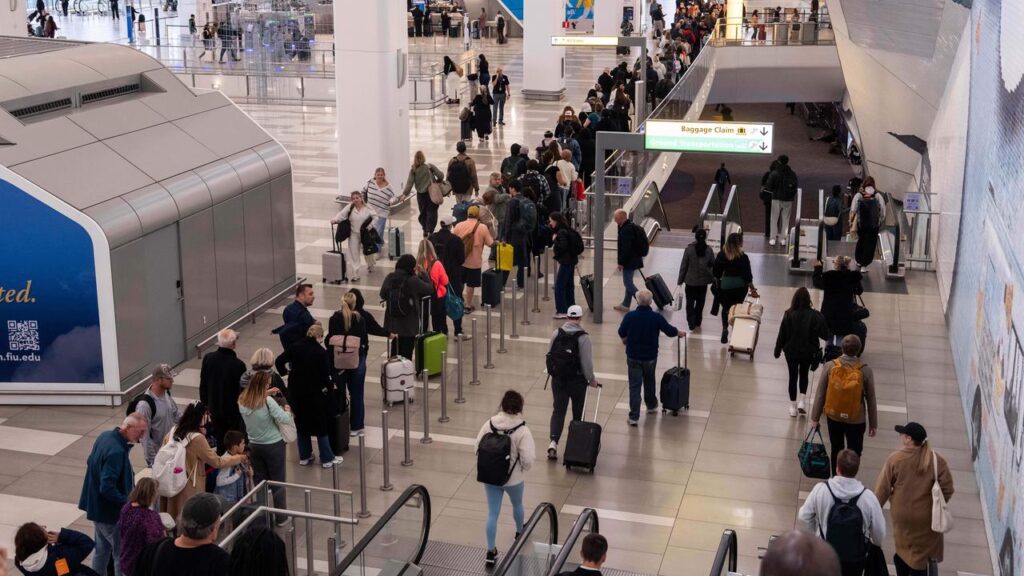 Air travellers faced more frustration at US airports after flight reductions rose to six per cent.
