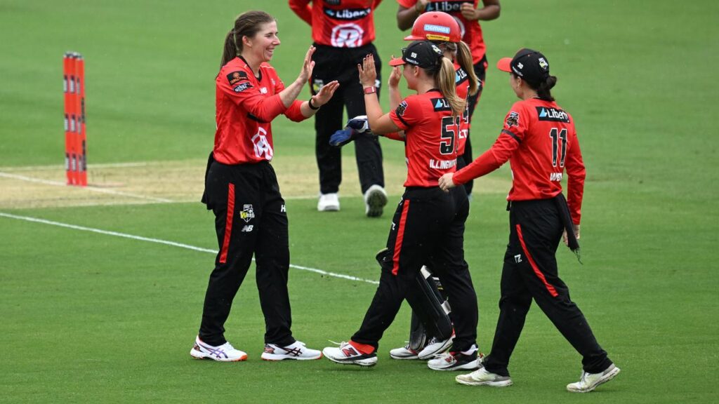 The Renegades’ Georgia Wareham (L) has got in the wickets and runs to open the WBBL season.
