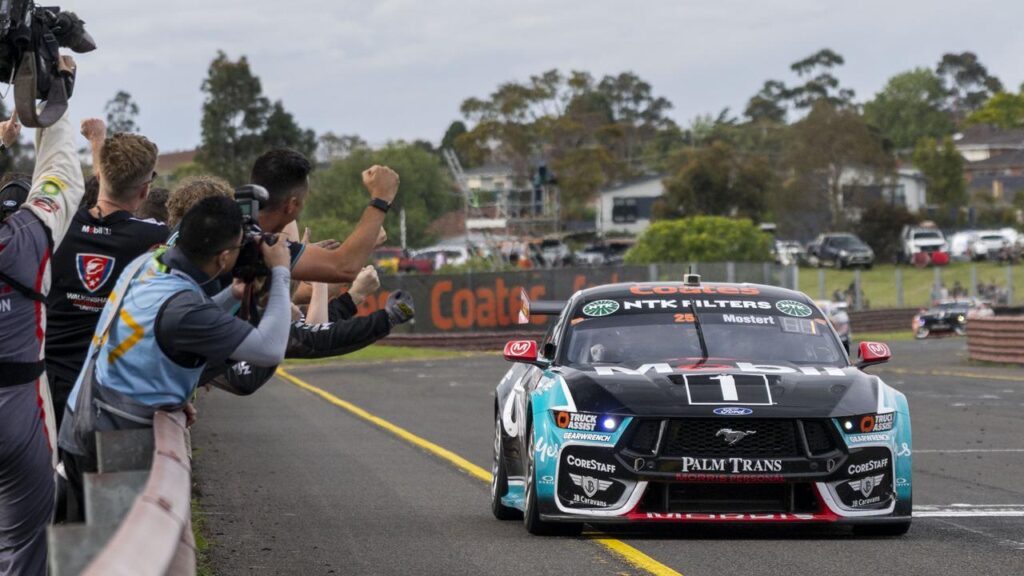 Chaz Mostert won race 1 of the 2025 Sandown 500 to enhance his chances of a first Supercars title.
