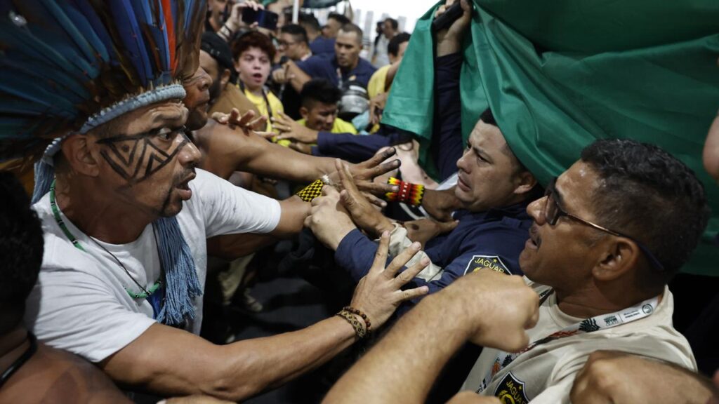 Protesters have clashed with security at the COP30 headquarters in Belem, Brazil.
