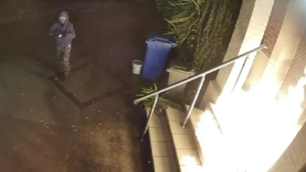 Tsai-Wei Hung throws accelerant and lights the front door of her landlord’s house with kids inside.
