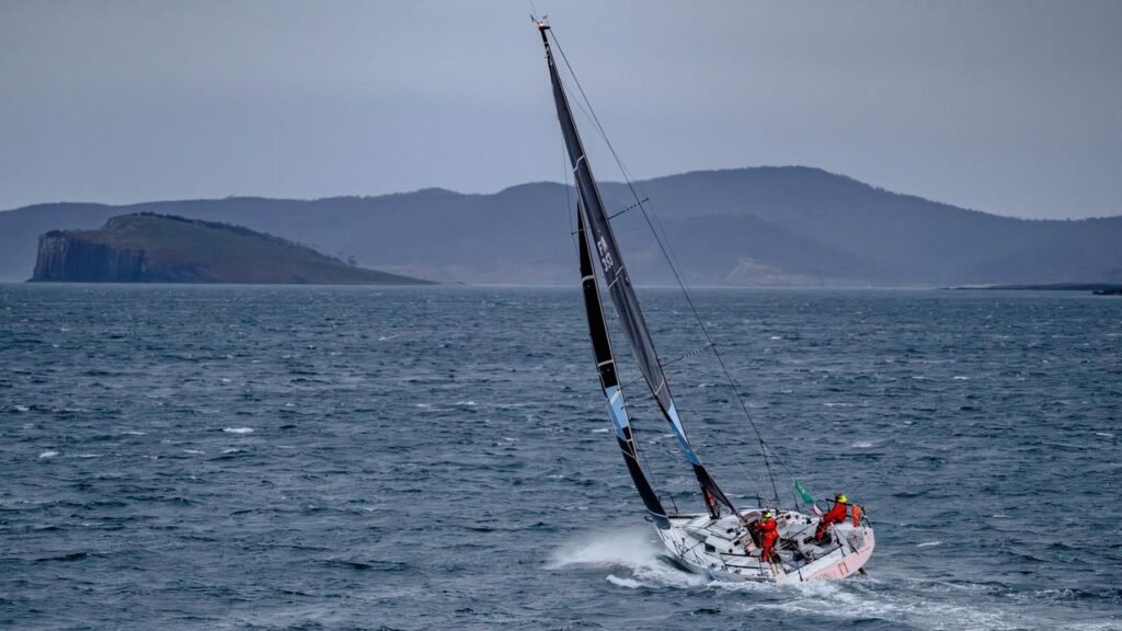 Michel Quintin and Yann Rigal near Hobart as they approach the finish.
