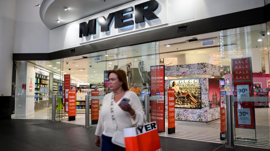 Myer’s total sales for the first 19 weeks of fiscal 2026 rose three per cent to $1.52 billion.
