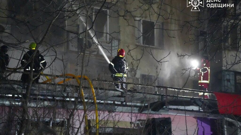 Four apartment buildings were damaged in a Russian bombardment on the city of Odesa.
