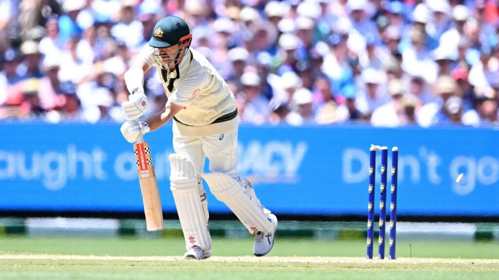 Travis Head’s second innings 46 was the MCG Test’s top score. He fell to a Brydon Carse sizzler.
