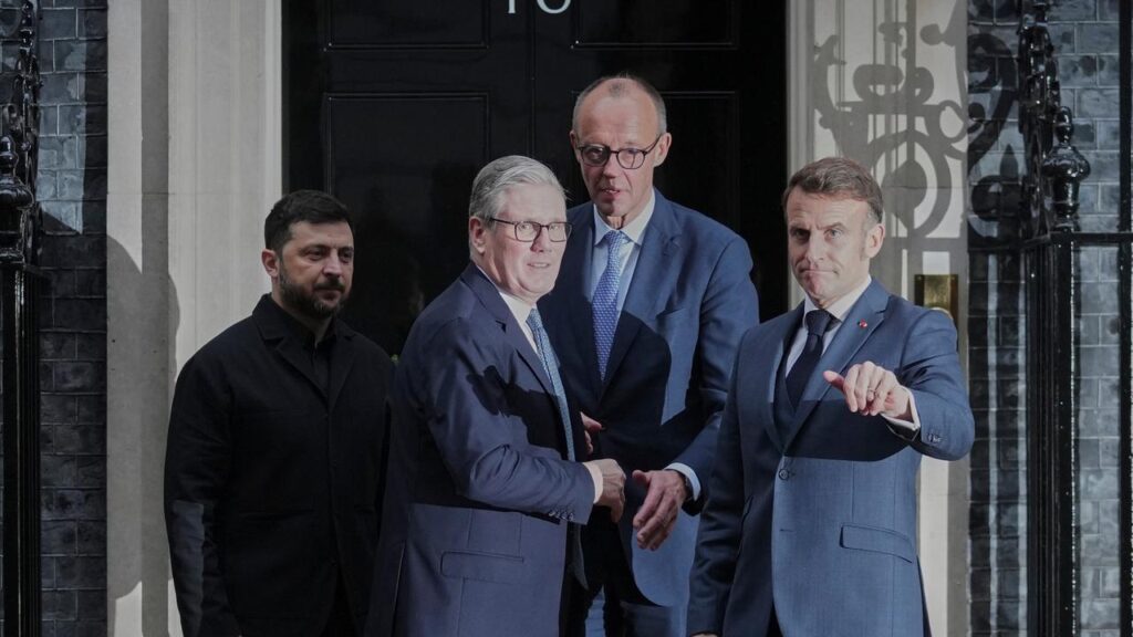 The leaders of the UK, Germany and France say they will meet again in Berlin next week.
