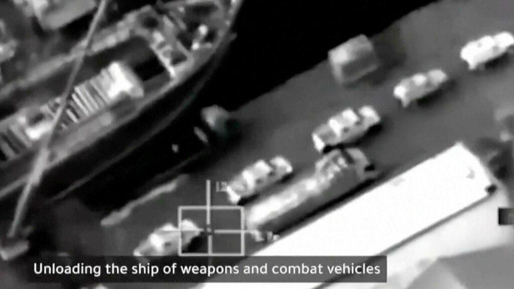 Saudi Arabia hit the port of Mukalla over what it described as a shipment of weapons from the UAE.
