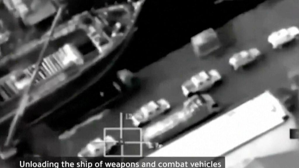 Saudi Arabia say it targeted a shipment of weapons from the UAE when it hit the port of Mukalla.
