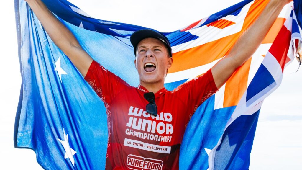 Australians Dane Henry and Isla Huppatz are junior world surfing champions.
