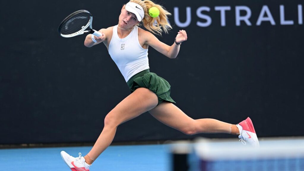 Aussie teen Emerson Jones was gallant in defeat against Liudmila Samsonova in Brisbane.
