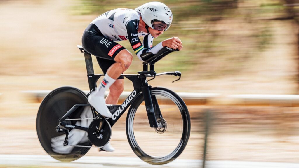 Too fast for the field, Jay Vine has powered to time trial gold at the Australian championships.
