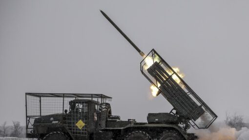 Ukrainian forces launch Grad rockets