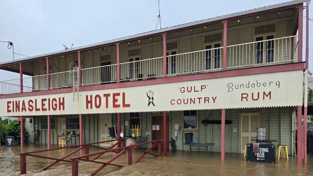 Floodwaters swamped the local pub in the remote north Queensland town of Einasleigh.
