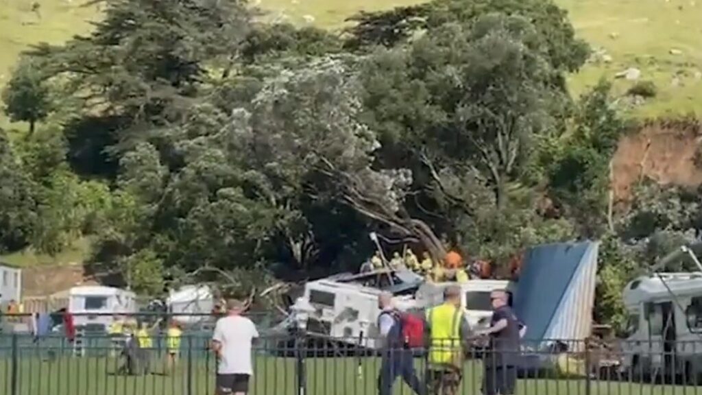 The campground was hit by a landslip following monster rainfall. 
