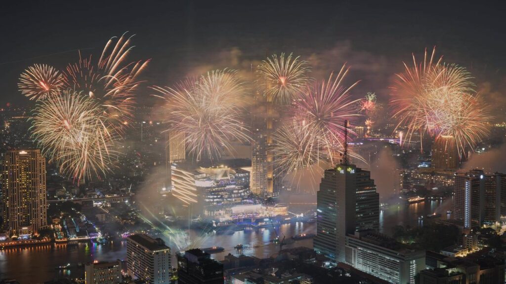 Fireworks exploded over cities from New Zealand to China as each time zone rings in the new year.
