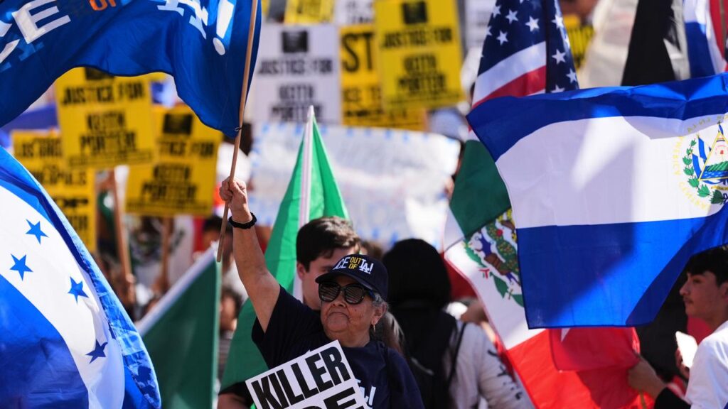 Protesters have taken to the streets across the US demanding an end to ICE agents’ tactics.
