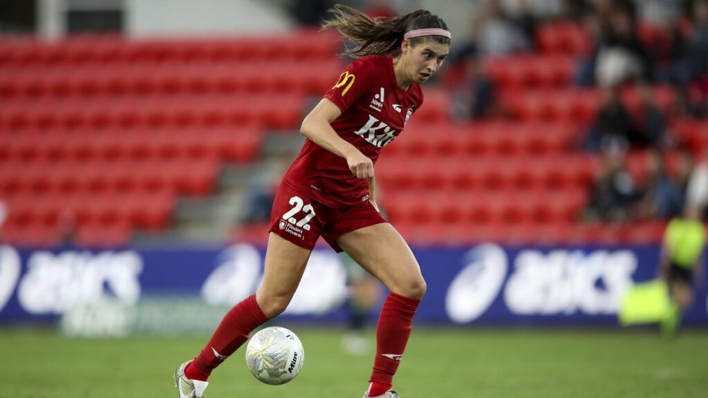 Erin Healy was one of Adelaide United’s goalscorers in the A-League Women win over Newcastle.
