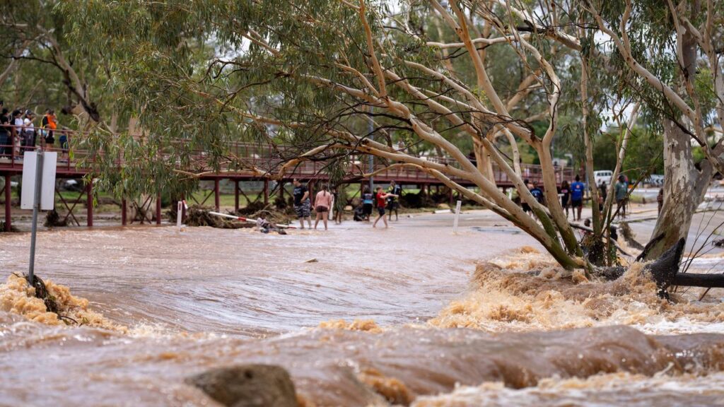 A weather system which has been dumping rain on central Australia is expected to head south.
