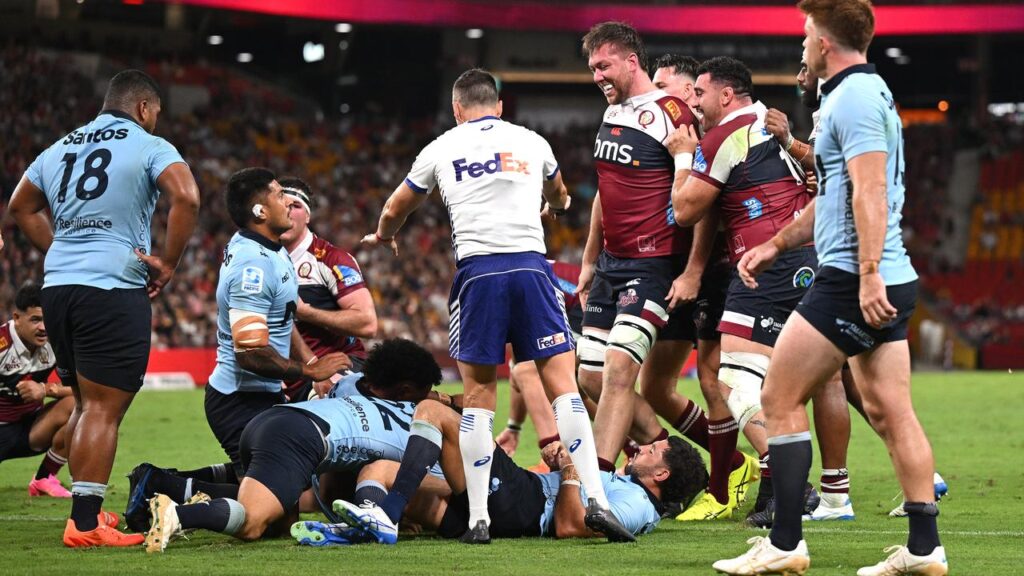 Angus Blyth will be wearing blue when the Waratahs host the Reds to begin the Super Rugby season.
