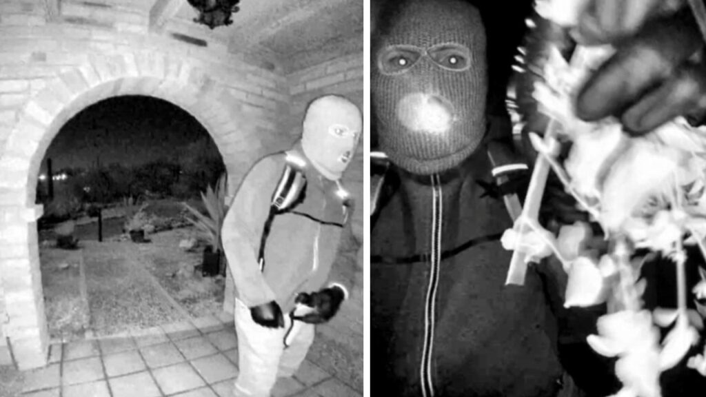 Video footage captured outside Nancy Guthrie’s front door shows a man wearing a ski mask and gloves.
